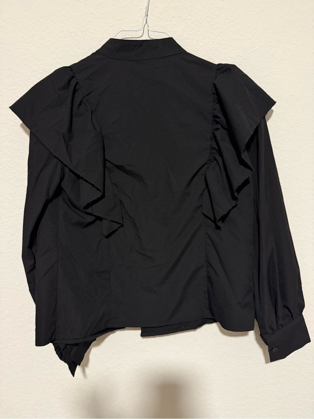 H&M Black Ruffle-Shoulder Button-Down Blouse - Picture 5 of 5